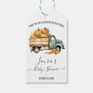 pick-up truck pompoenen Baby shower gunst Cadeaulabel