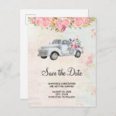 pick-up truck rustieke bruiloft Save the Date Uitnodiging Briefkaart (Voorkant / Achterkant)