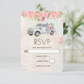 pick-up truck rustieke Waterverf bruiloft RSVP Kaartje (Staand voorkant)