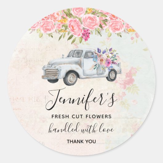  pick-up truck rustieke Waterverf Business Ronde Sticker (Voorkant)