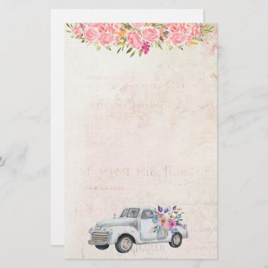 pick-up truck rustieke Waterverf Stationery Briefpapier (Voorkant / Achterkant)