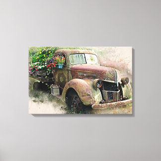  pick-up truck w / Wild Flowers Canvas Print