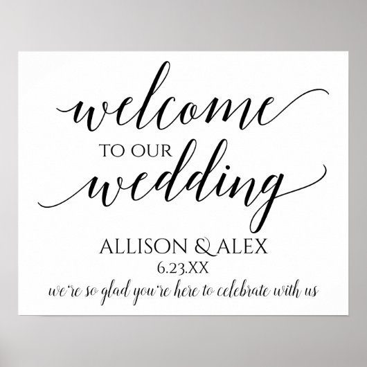PICK-UW-EIGEN KLEUR! Romantic Wedding Welcome Sign Poster (Voorkant)