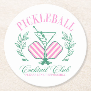 Pickball Cocktail Club Ronde Kartonnen Onderzetter