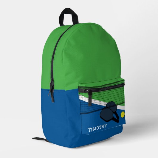 Pickelball gepersonaliseerd bedrukte rugzak (Achterkant Hoek Links)