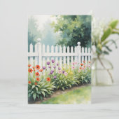 Picket Fence with Flowers Think of You Flat Kaart (Staand voorkant)