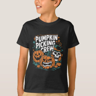 Picking Crew Grappige Pompoen Patch Halloween Kost T-shirt