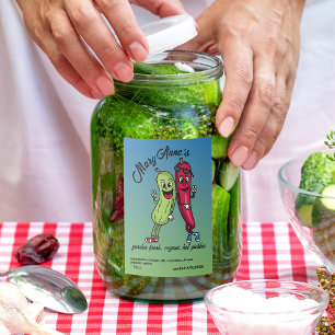 Pickle and Pepper Pals Funny Cartoon Pickles Voedselcontainer Etiket