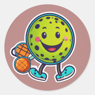 "Pickle ball design" met vrolijk gezicht Ronde Sticker