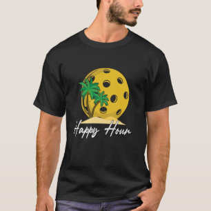 Pickle Ball Palmboom Happy Hour Pickleball Mannen T-shirt