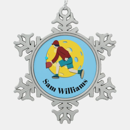 Pickle Ball Tin Sneeuwvlok Ornament (Voorkant)