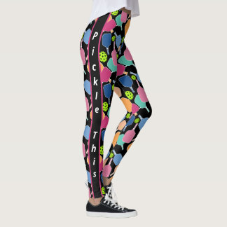 Pickle deze kleurrijke zwarte pickleball Leggings