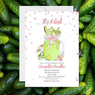 Pickle Milkshake Pink Bow Girl Baby shower Kaart