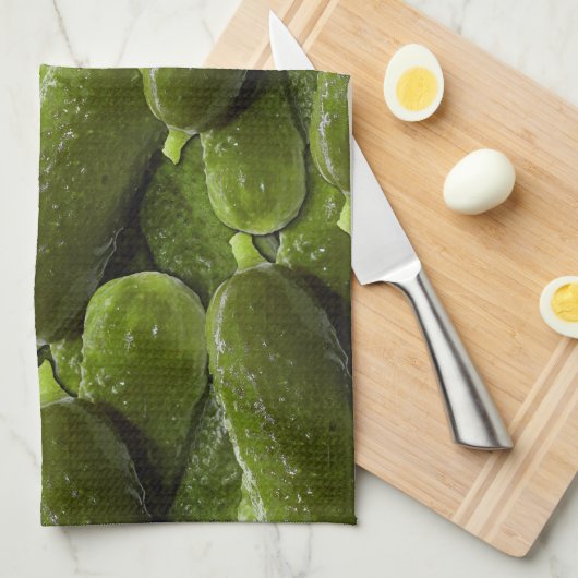 Pickle Pattern Fresh Green Cucumber Pickles Theedoek (Quarter Fold)