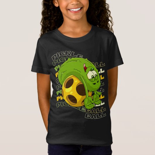 Pickle Power! Schattigee Pickleball Kinder T-shirt (Voorkant)