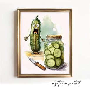 Pickle Wall Art Keuken Decor Scared Pickle Gesnede Poster