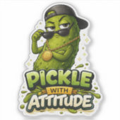 Pickle With Attitude Custom-Cut Vinyl Sticker (Devant)