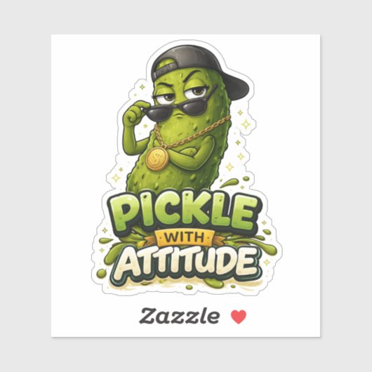 Pickle With Attitude Custom-Cut Vinyl Sticker (Feuille)