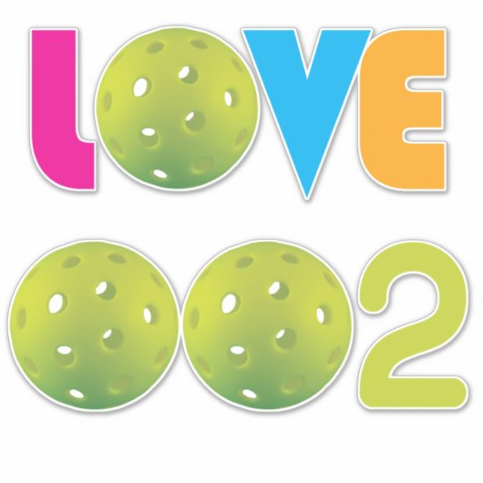 Pickleball 002 vert / amour 2 en 1 autocollant (Devant)