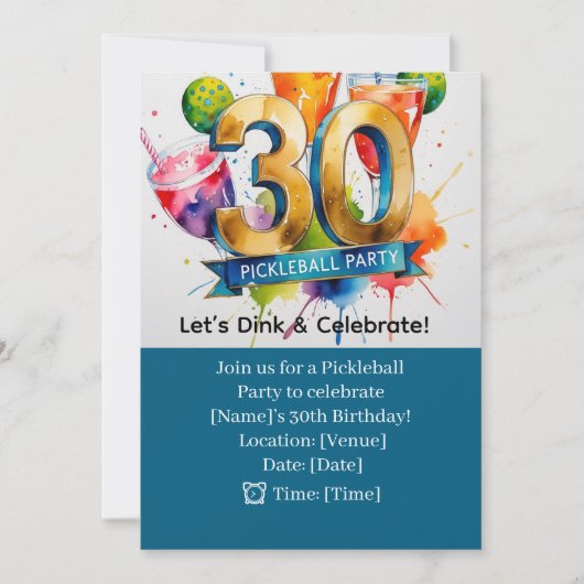 Pickleball 30ste verjaardag kaart (Voorkant)