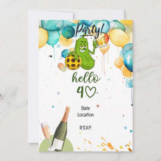 Pickleball 40th Verjaardag Save the Date Kaart (Voorkant)