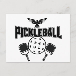 Pickleball aankondigingskaart ontwerp zwart en wit
