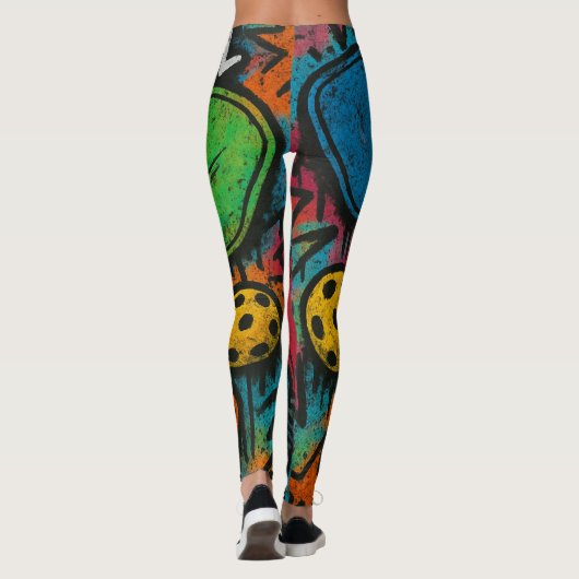 Pickleball Abstracte Paddle Ball Graphic Print Leggings (Achterkant)