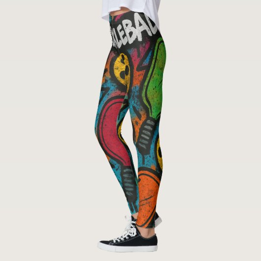 Pickleball Abstracte Paddle Ball Graphic Print Leggings (Links)