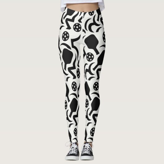 Pickleball Abstrait Paddle Court Style Leggings (Devant)