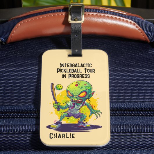 Pickleball Alien Bagagelabel (Voorkant Insitu 2)