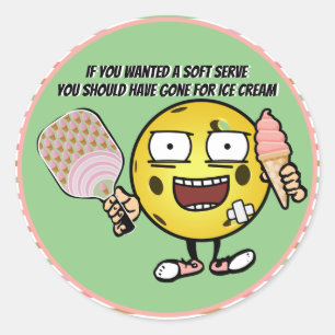 Pickleball Als je Soft Serve wilt, ga dan voor ijs Ronde Sticker