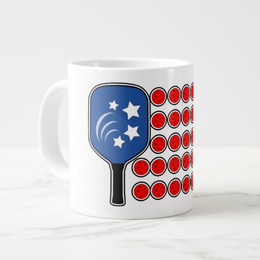 Pickleball American Flag Independence Day Extra Grote Beker (Voorkant links)