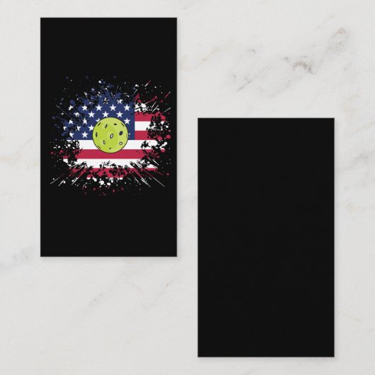 Pickleball American Flag US Racket Paddle Ball Visitekaartje (Voorkant / Achterkant)