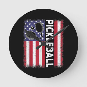 Pickleball Amerikaanse Vlag Grappige Pickleball Lo Ronde Klok