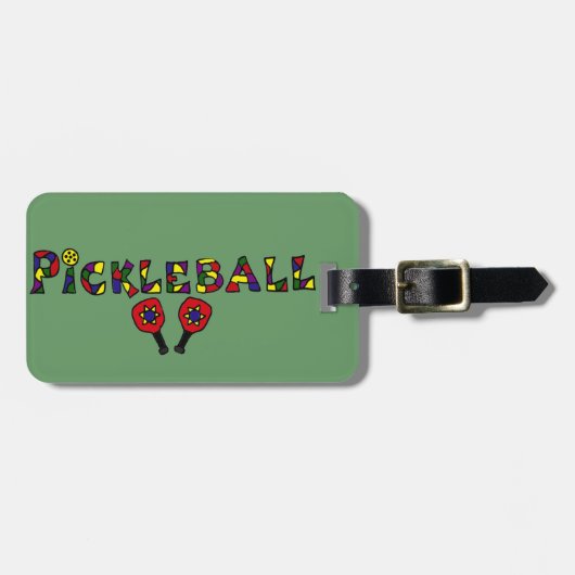 Pickleball Art Letters Bagagelabel (Voorkant horizontaal)