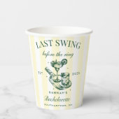 Pickleball Bach Cocktail Groene & Gele Strepen Papieren Bekers (Voorkant)