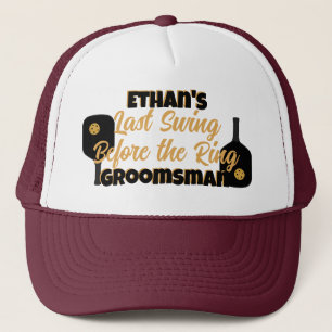 Pickleball Bachelor Party Zwart Goud Gepersonalise Trucker Pet