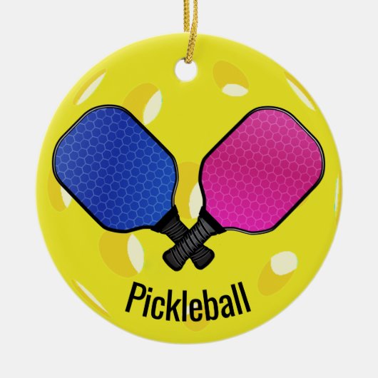 Pickleball Ball Paddles Design Ornement (Devant)