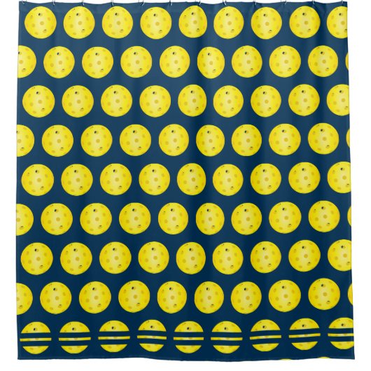 Pickleball Balls Geel en Blauw Patterned Douchegordijn (Voorkant)