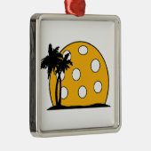 Pickleball Beach Sunset Metalen Ornament (Rechts)