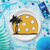 Pickleball Beach Sunset Papieren Bordje (Feest)