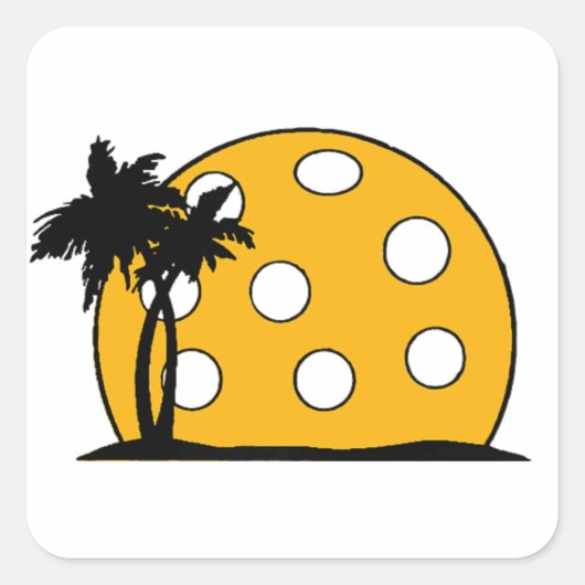 Pickleball Beach Sunset Vierkante Sticker (Voorkant)