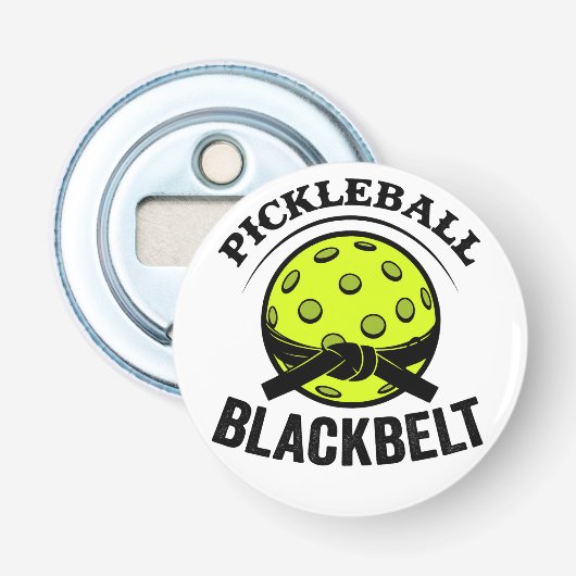 Pickleball Blackbelt - Grappige Pickleball Meester Button Flesopener (Voorkant)