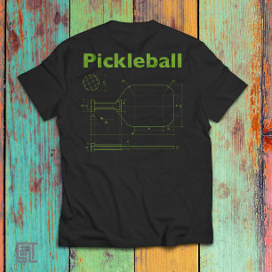 Pickleball Blauwdruk Paddle Ontwerp Grappig Retro T-shirt