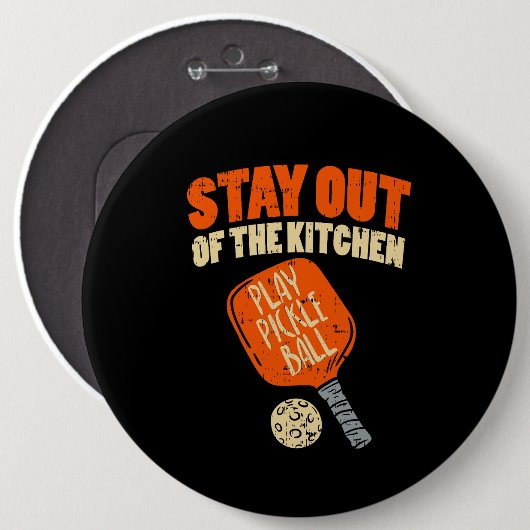 Pickleball - Blijf uit de keuken Ronde Button 6,0 Cm (Voorkant /achterkant)