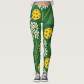 Pickleball bloembollen Leggings met gestileerde ba (Voorkant)
