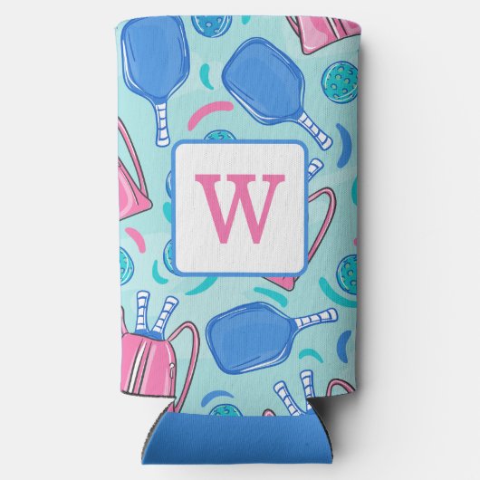 Pickleball Blue Preppy Monogram (Achterkant)
