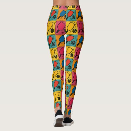 Pickleball Bold Andy Warhol Style Pattern Leggings (Achterkant)