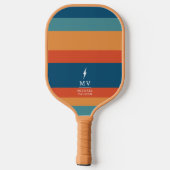 Pickleball Boss Lightning Bolt Retro Stripes Name Paddle (Achterkant)