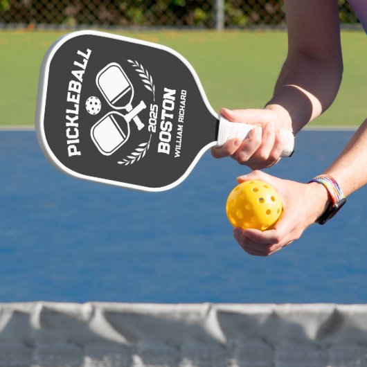 Pickleball Boston 2025 Zwart-wit Custom Paddle (Insitu)